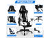 Costway Massage Gaming Chair Recliner Gamer Racing Chair w/ Lumbar Support & Footrest - White and Black