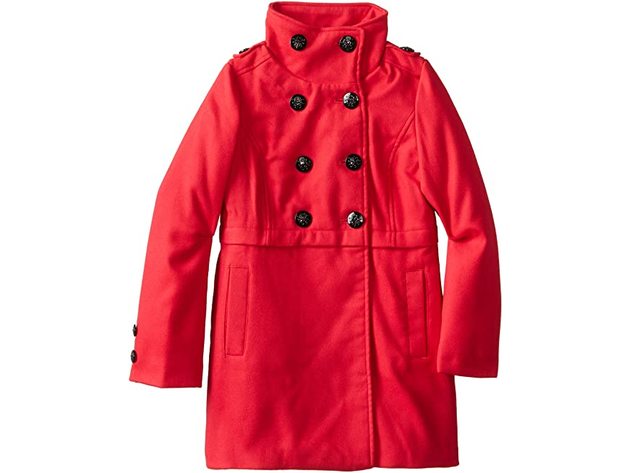 Jessica Simpson Womem Big Girls Faux Wool Military Coat Red Size 14