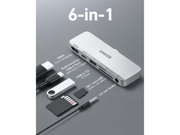 Anker 541 USB-C Hub (6-in-1, for iPad) Silver | StackSocial