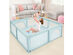 Costway Baby Playpen Infant Large Safety Play Center Yard w/ 50 Ocean Balls Grey\Colorful\Blue - Blue