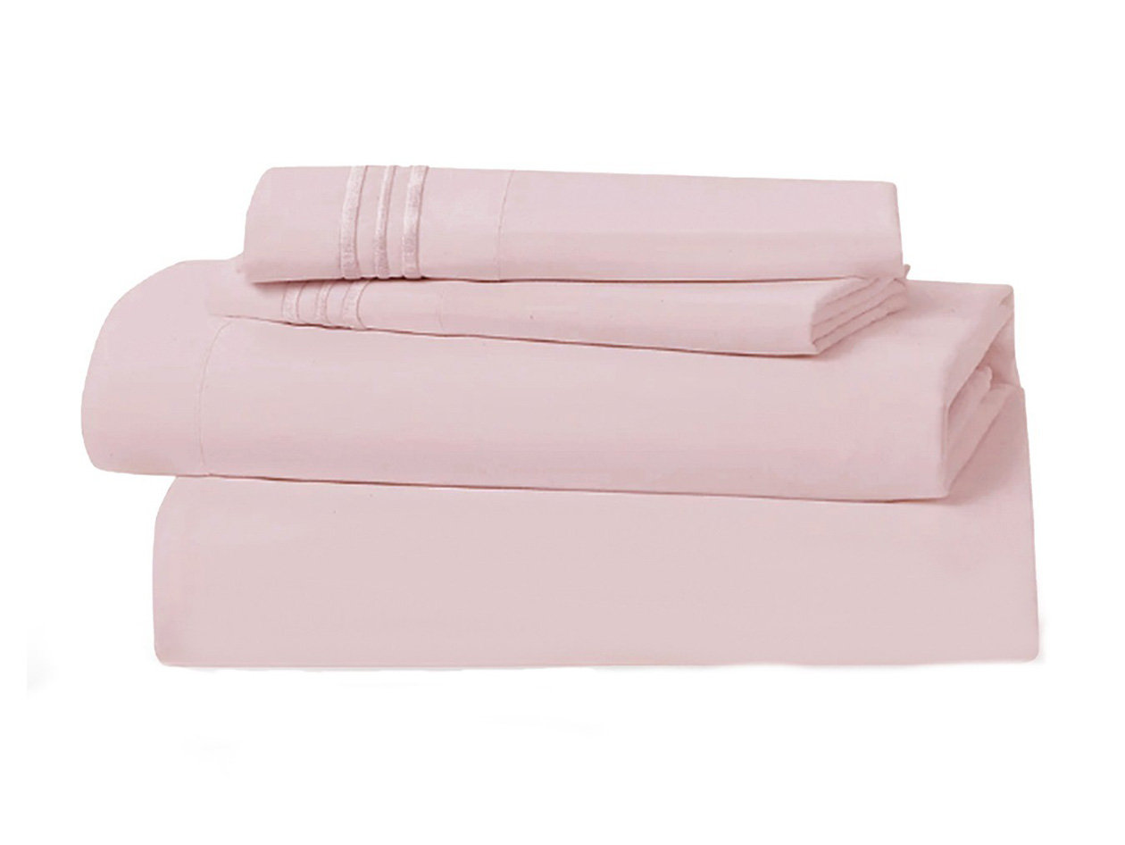 The Luxe 4-Piece Microfiber Bed Sheet Set (Pink/King)