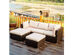 Costway 5 Piece Patio Rattan Furniture Set Ottoman Table Beige