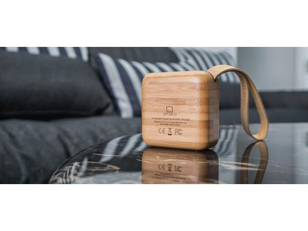 Gingko Mi Square Pocket Bluetooth Speaker - Bamboo Wood