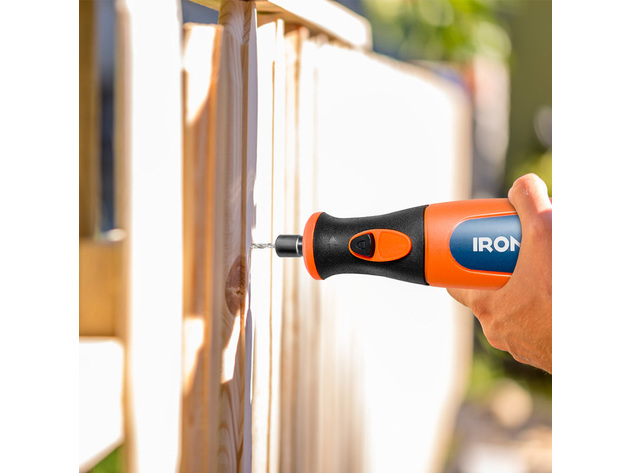 8V Lithium-Ion Cordless Rotary Tool Kit 5 Speed w/ 40 Accessories & LED Light - Orange+Black