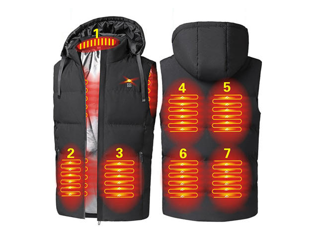 Be Warm Heated Vest with Hoodie - Requires Power Bank, Not Included (Black/Large)