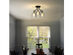 Costway 3-Light Semi Flush Mount Ceiling Light Fixture Vintage Clear Glass Pendant Lamp - Black