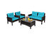 Costway 4PCS Patio Rattan Furniture Set Loveseat Sofa Coffee Table W/Turquoise Cushion