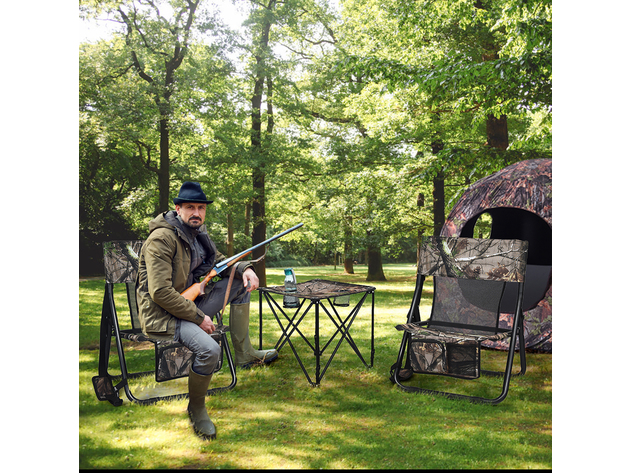 Costway Folding Camping Table Outdoor Portable Heavy-Duty Hunting Table w/ Carrying Bag - Camouflage