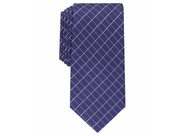 Alfani Men's Slim Grid Tie Purple Size Regular