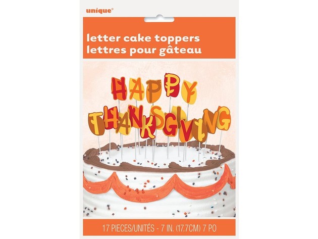 Unique Happy Thanksgiving Letters Cake Topper 7" Party Decoration 1 Count