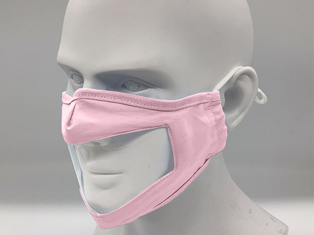 Face Mask with Clear Window (2-Pack/Pink)