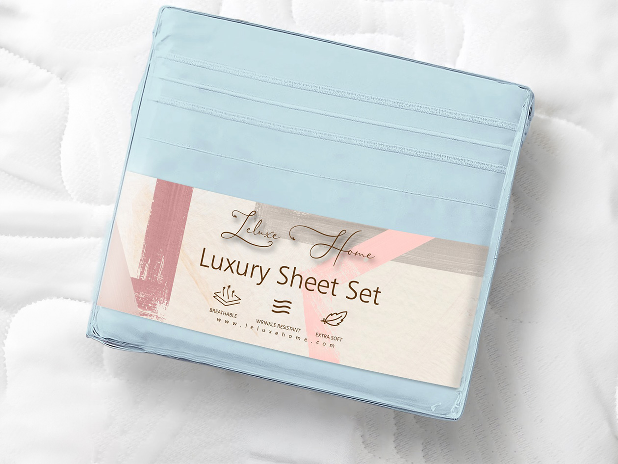 The Luxe 4-Piece Microfiber Bed Sheet Set (Blue/Queen)