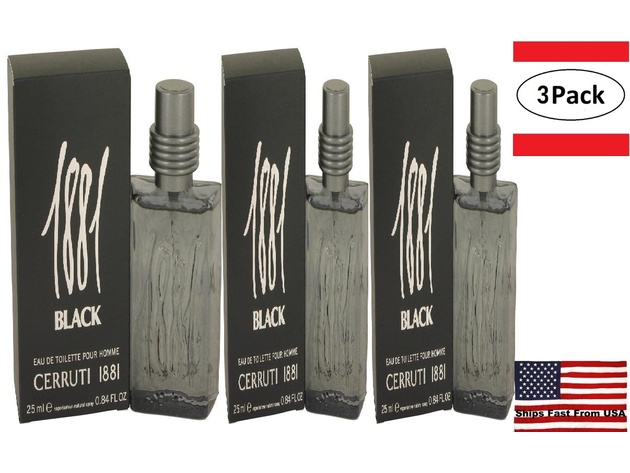 3 Pack 1881 Black by Nino Cerruti Eau De Toilette Spray .85 oz for Men