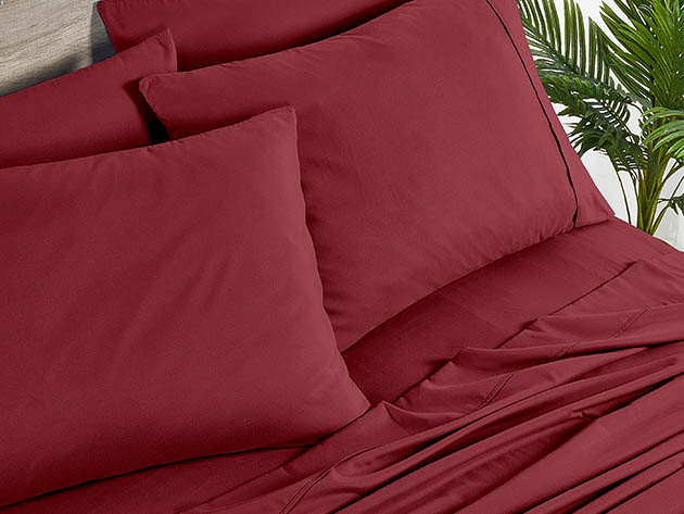 Bamboo 2000 Count 6-Piece Sheet Set with SnugGrip (Raspberry/Twin XL)