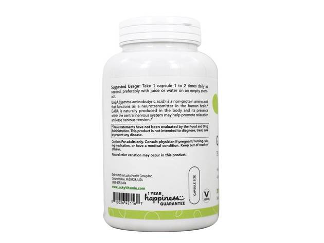 LuckyVitamin - GABA Neurotransmitter Support 750 mg. - 200 Veg Capsules