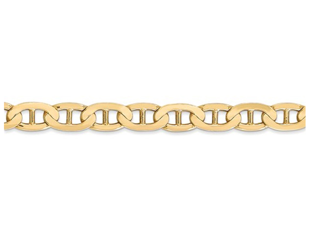 14k Yellow Gold Concave Anchor Chain Bracelet