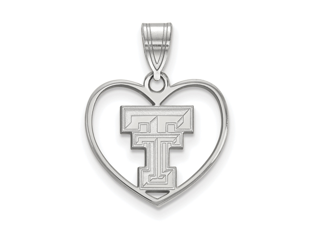 Sterling Silver Texas Tech U. Heart 'TT' Pendant
