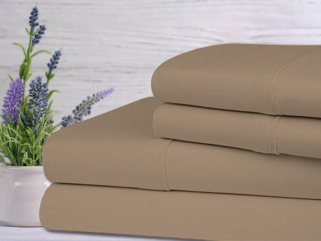 Bamboo 4-Piece Lavender Scented Sheet Set (Taupe/Twin)