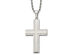 Mens Stainless Steel Polished Laser-Cut Cross Pendant Necklace with Chain