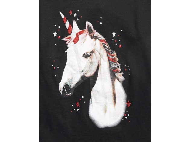 Epic Threads Big Girls Glitter Unicorn T-Shirt Black Size Extra Large