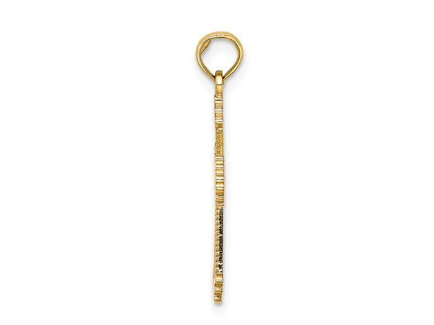 14K Yellow Gold Cross Pendant Necklace with Chain and Heart Center