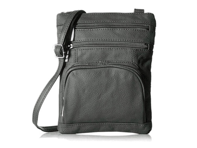 Krediz Leather Crossbody Bag for Women (Regular/Dark Gray)