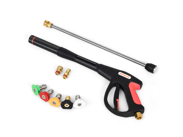 Pressure Washer Gun 4000 PSI W/20'' Extendable Wand 5 Nozzle Tips - Black, Red