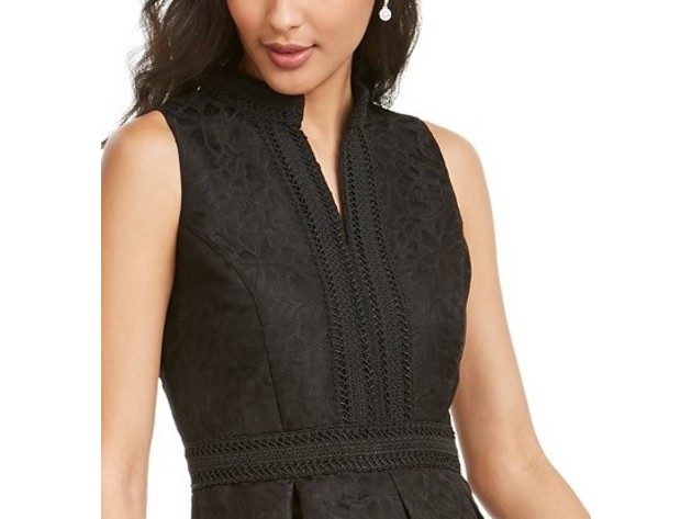 Pappagallo Women's Embroidered A-Line Dress Black Size 8