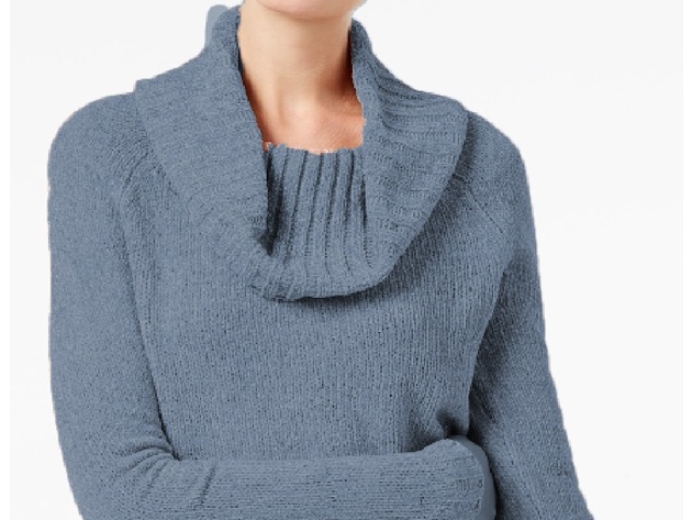 INC International Concepts Women's Cowl-Neck Chenille Sweater Blue Size 2 Extra Large