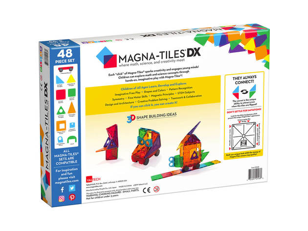 Magna-Tiles 12148 Clear Colors 48-Piece Deluxe Set