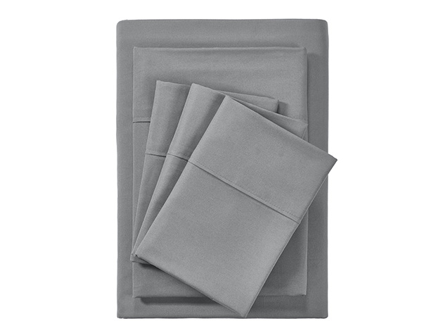 Bamboo 2000 Count 4-Piece Sheet Set with SnugGrip (Gray/Twin)