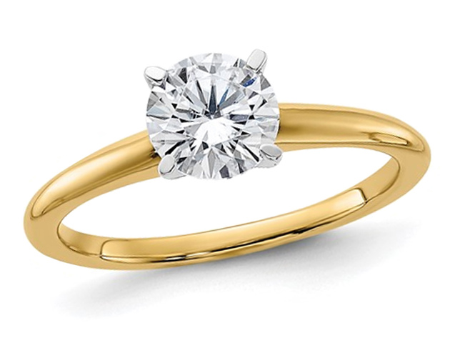 3.50 Carat (ctw Color G-H) Synthetic Moissanite Solitaire Engagement Ring in 14K Yellow Gold - 9