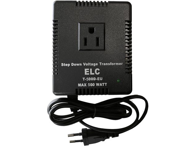 ELC 500 Watt Voltage Converter Transformer Heavy Duty Compact - Step Down - 220/240 to 110/120 Volt - Light Weight - Travel - For Hair Straightener, Toothbrush, TVs, Laptops, Chargers