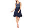 Style & Co Women's Petite Cotton Embroidered Ruffle-Hem Dress Navy Size Small