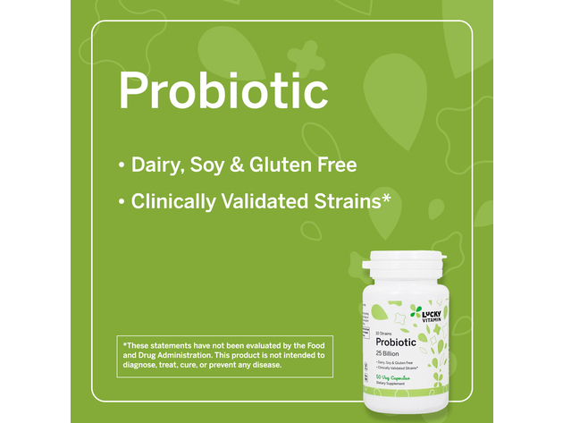 LuckyVitamin - Probiotic Shelf Stable 10-Strains 25 Billion CFU - 50 Vegetarian Capsules