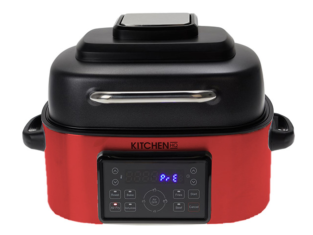 Kitchen HQ 6.5QT 7-in-1 Air Fryer Grill with Accessories - Red (Open Box)