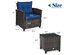 Costway 3PCS Patio Rattan Furniture Set Cushioned Conversation Set Coffee Table Navy - Navy