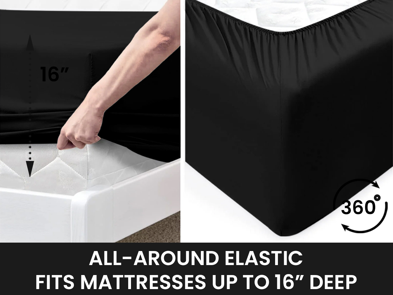 Super-Soft 1800 Series Bamboo Blend 6-Piece Sheet Set (Black/King)