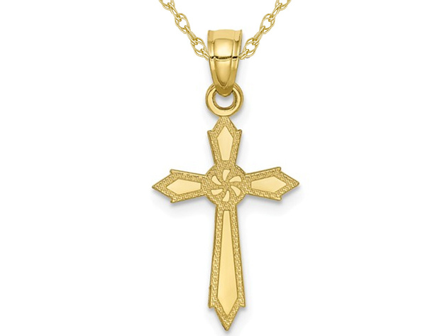 10K Yellow Gold Cross Pendant Necklace with Chain