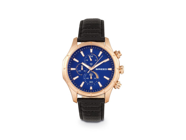 Breed Lacroix Chronograph Watch (Black/Rose Gold)