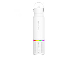 LitFlask 3-in-1 Smart Water Bottle, Bluetooth Speaker & Power Bank with Lights (White)