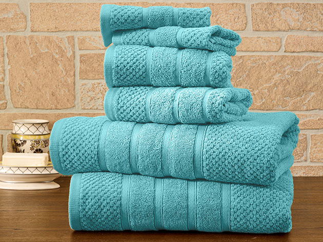 6-Piece Bibb Home 100% Egyptian Cotton Towel Set (Aqua)