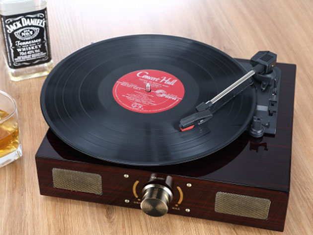 LuguLake Vinyl Record Player (High Gloss Wood)