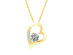 Curved Heart Pendant Necklace with White Swarovski Crystals (Gold)