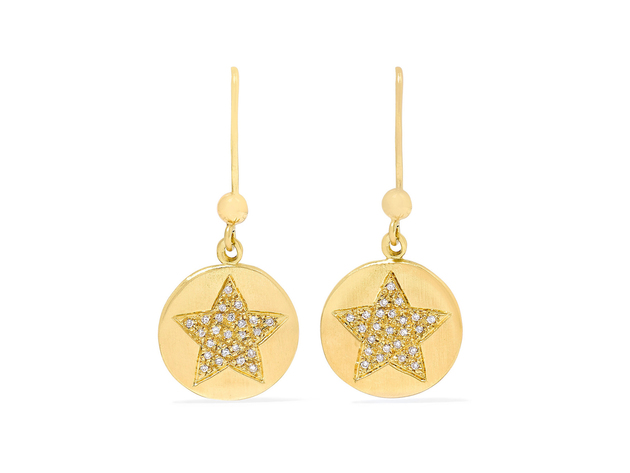 Homvare Women’s 925 Sterling Silver Sparkling Star Drop Earrings - Gold