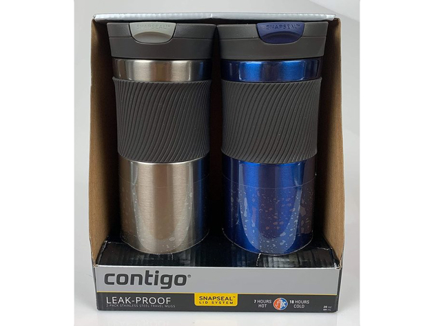 Contigo 2 Pack 1999540 Stainless Steel Travel Mug 20 oz. Color:  Gunmetal/Monaco - Blue
