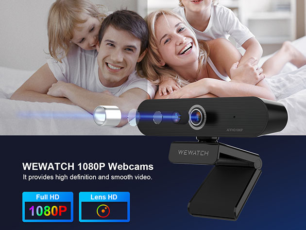 Wewatch PCF2 Auto Focus 1080P Webcam with 2 Mics & Low Light Correction