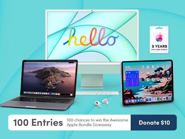 100 Entries to Win the Awesome Apple Bundle Giveaway ft. iMac, iPad Pro, MacBook Pro, and More & Donate to Charity