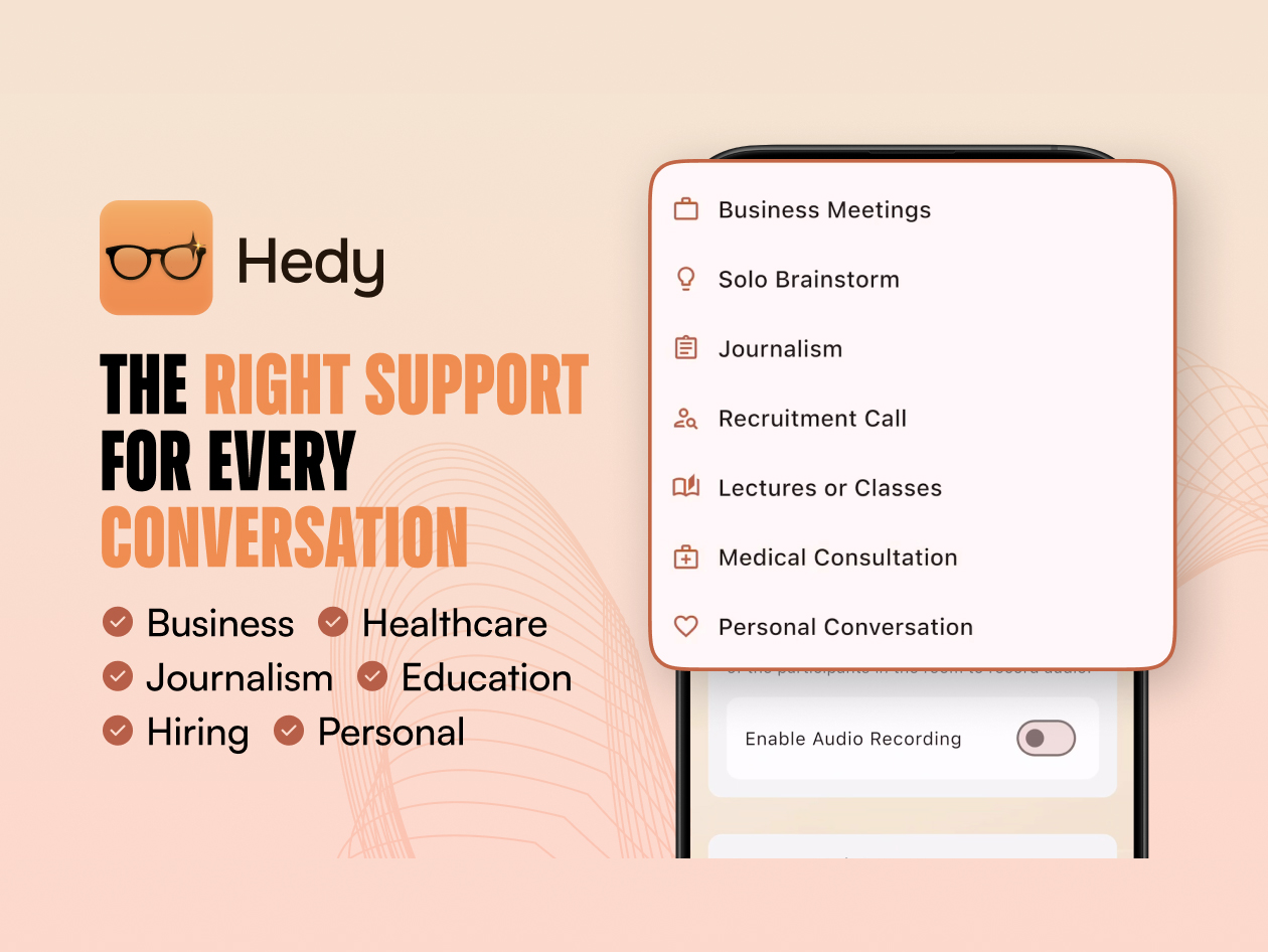 Hedy AI: Real-Time AI Meeting Coach (Pro License, 1-Year Subscription)