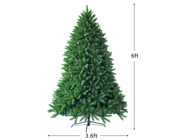 6 Foot Premium Hinged Artificial Christmas Fir Tree w/ 1250 Branch Tips